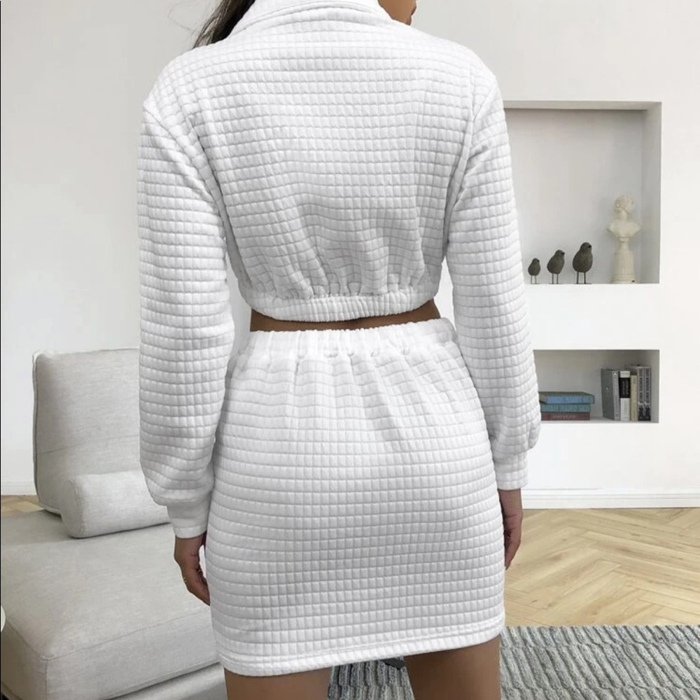 !Sold!❌New Outfit Half Zip White Knit Top/Skirt - Picture 5 of 6